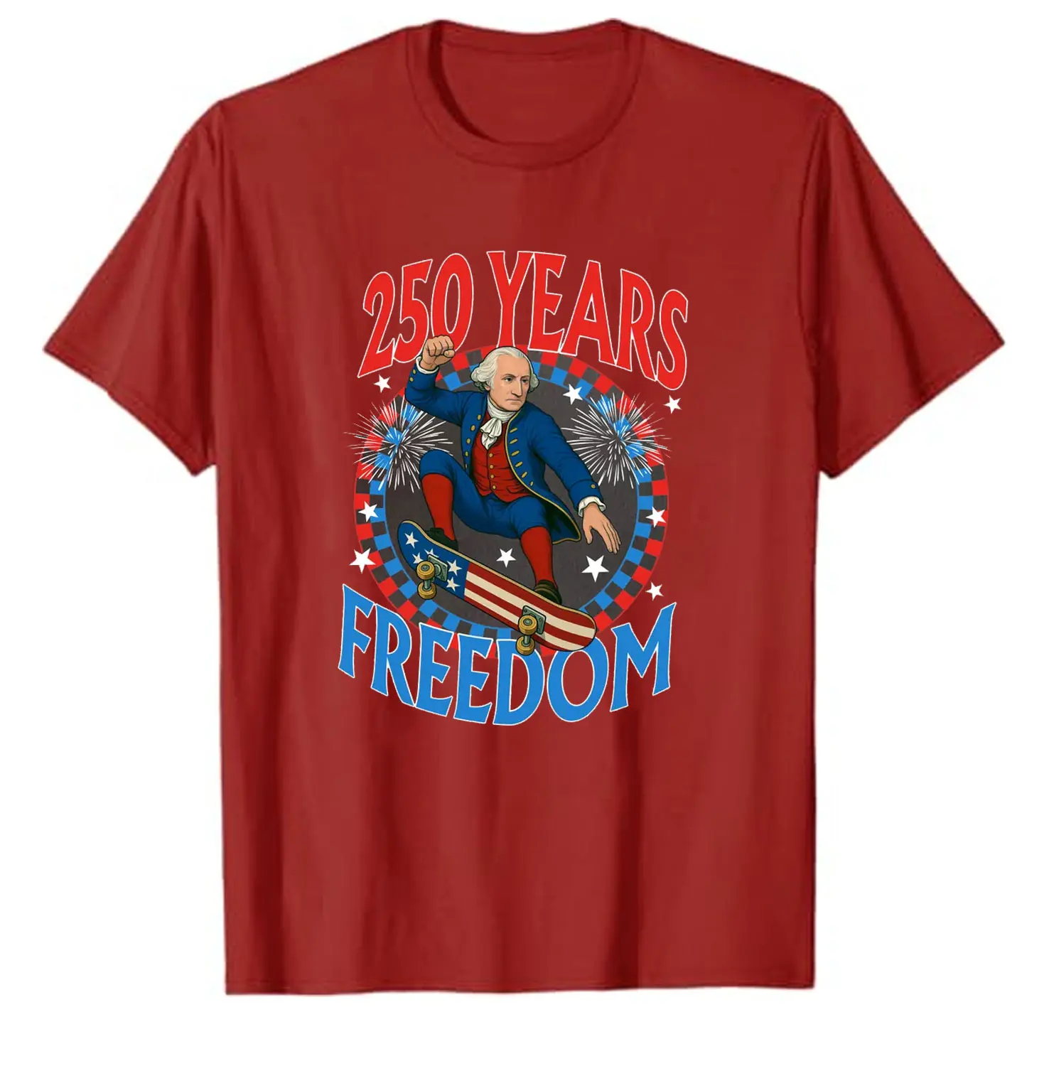 Independence Day Freedom Patriotic Skateboard George Washington 4th of July Independence Day Anniversary Shirt Short-sleev Topss