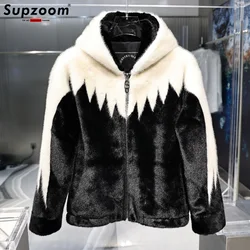 Supzoom 2024 New Arrival Imitation Rabbit Hair Cotton Top Fashion Loose Hip Hop Casual Embroidery Warm Winter Jackets Coats