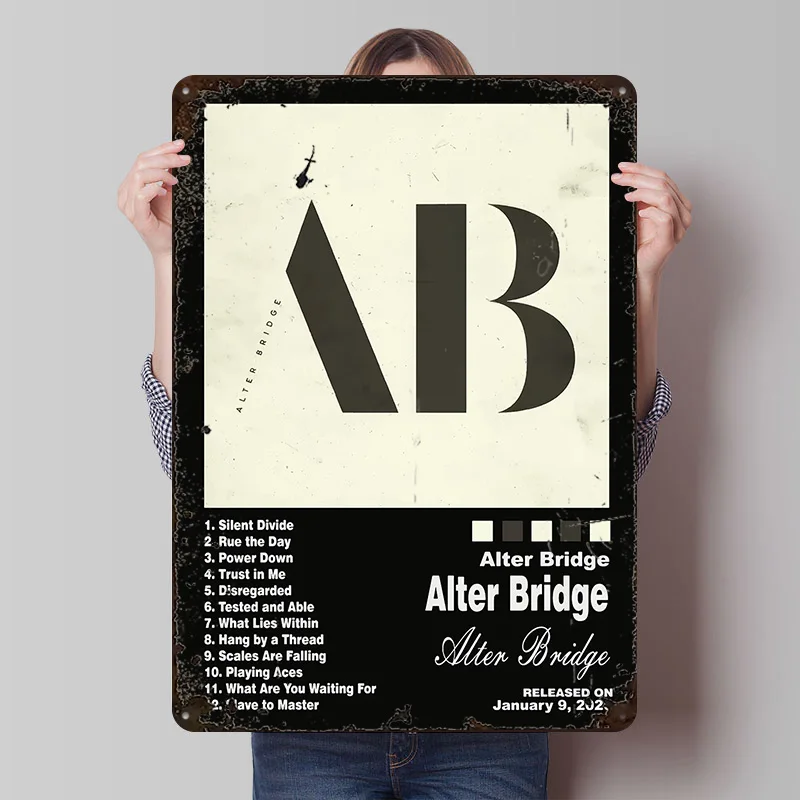 Alter Bridge AB Album Art Metal Poster Customized Wall Art Retro Vintage Metal Tin Signs for Room Decorations Man House Decor