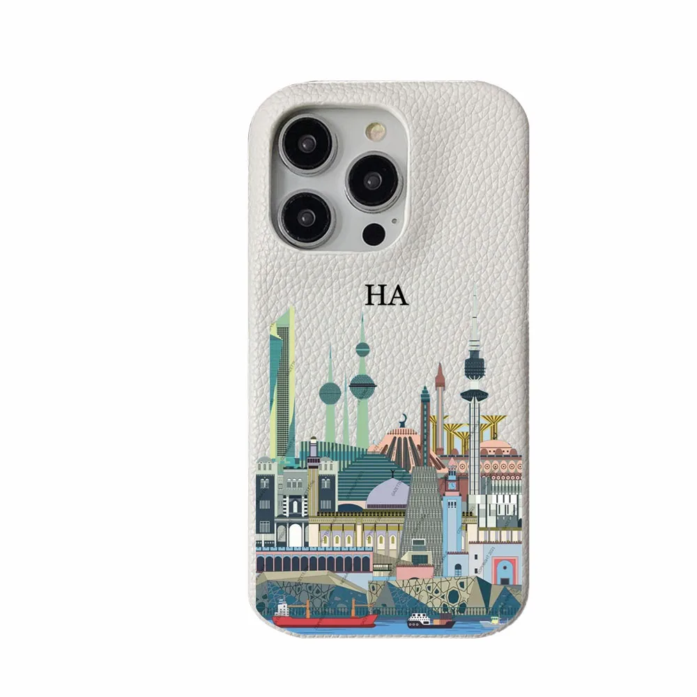 Personalizowane skórzane etui z inicjałami na iPhone 17 18 14 13 15 Pro Xs Max 12 Mini 11 XR 16 Plus Luksusowe pokrowce — zdjęcie produktu 4