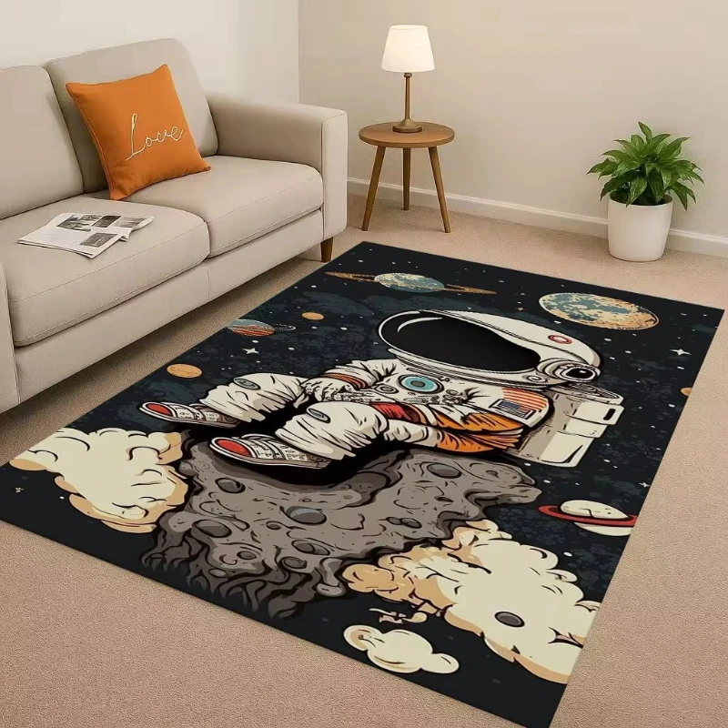 Astronaut Space Exploration Universe Theme Soft Floor Carpet Kids Playroom Mat Living Room Sofa Rug Bedroom Home Decor Doormat