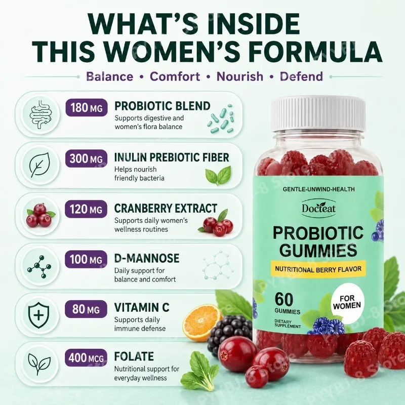 Women Probiotic Gummies 60 Count with Prebiotics Vitamin B6+C and Zinc Supports Digestive Balance & Immune Function Health