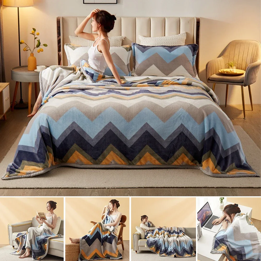 

1pc High Weight Multifunctional Milk Velvet Printed Blanket Cover Blanket Cross-border Pillowcase Kit Air Conditioning Blanket