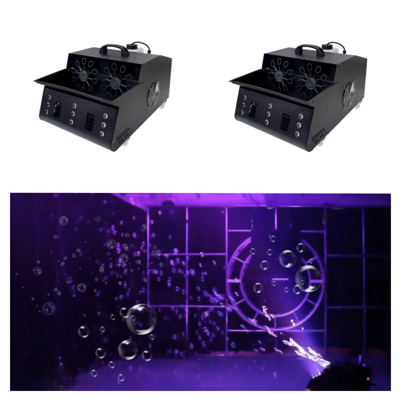 2pcs party wedding 1500w double wheel smoke + bubble + wash 3 in1 9x3w rgb wash led fog smoke bubble machine