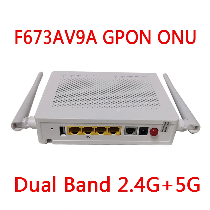 F673AV9 Dual band 4GE+2usb 5G WIFI 97% new ONU Gpon Fiber modem FTTH F673av9a ONT English Firmware Terminal