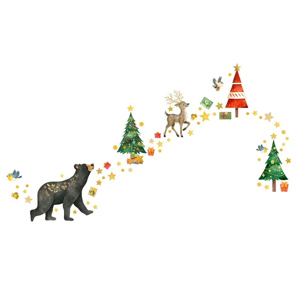 Festive Wall Decoration As Shown Christmas Bear Wall Stickers Child-Friendly Materials Children's Room Decoration