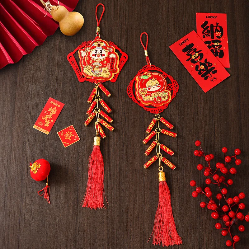 2025 Year of the Snake Spring Festival Firecracker Pendant New Year Decoration God of Wealth Lucky Bag Pendant Living