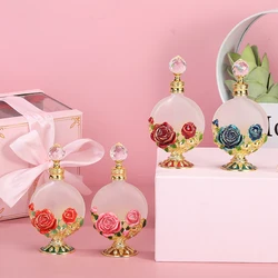 30ml Rose Flower Metal Perfume Bottle Essential Oil Refillable Frosted Attar Bottles Factory Outlet#30205