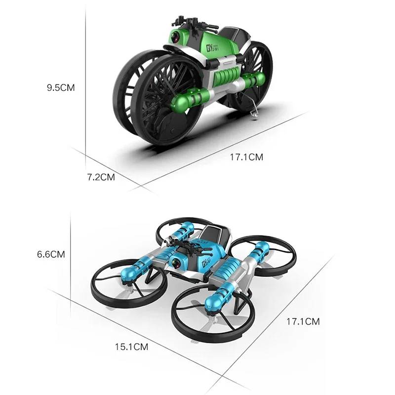 Motocicleta Dobrável Quadcopter, 2 em 1, 2.4G, WiFi FPV Drone com Câmera, Helicóptero RC