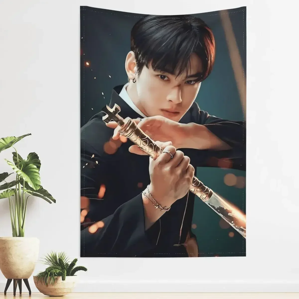 

Cha Eun Woo Kpop Singer Music Tapestry Wall Hanging Hippie Fabric Tapestry Bohemian Decoration Room Home Decor Wall Cloth