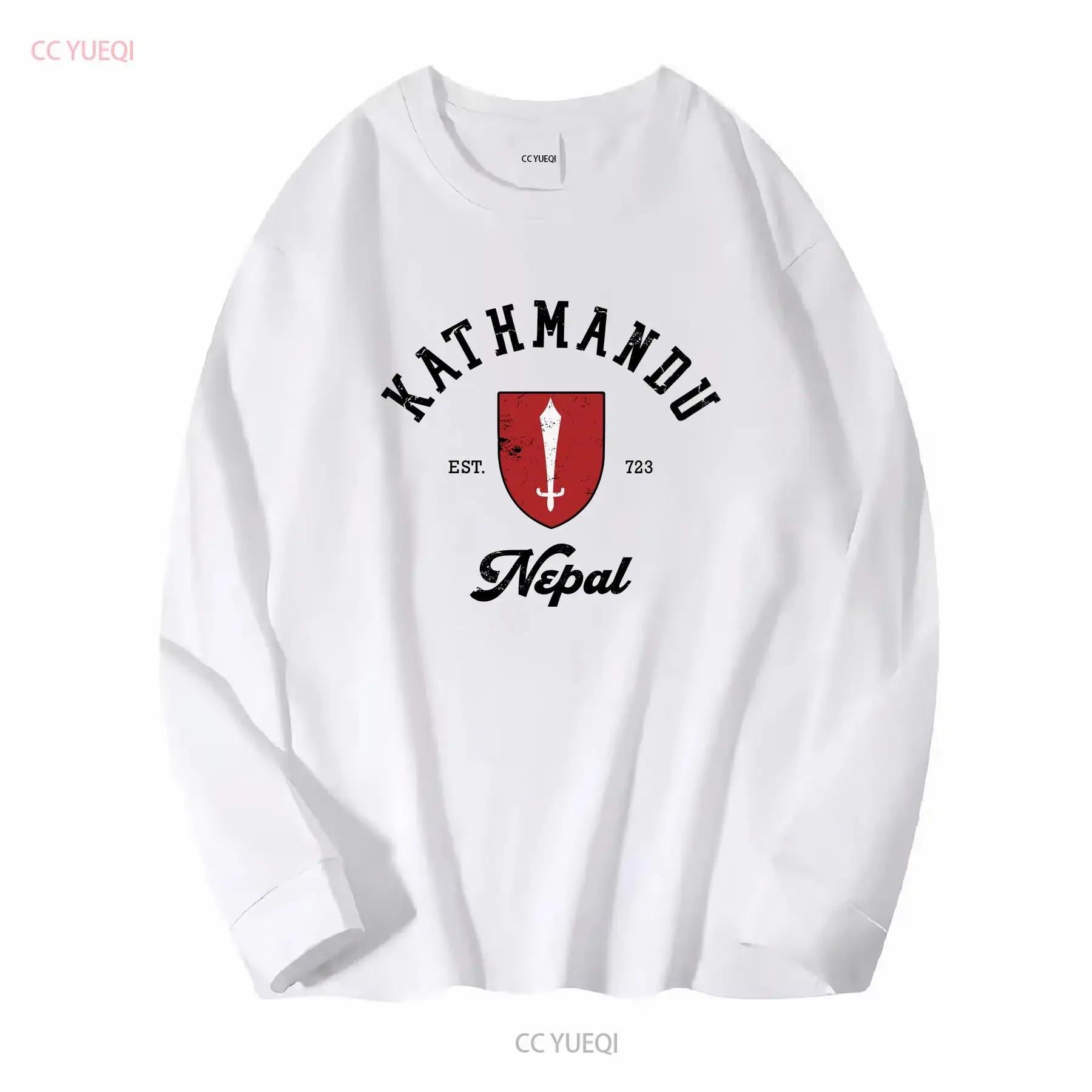 كاتماندو تي شيرت نيبال عطلة نيبالية تذكارية للسفر بأكمام طويلة أو قصيرة عتيقة ملابس الشارع الشهير أنيقة وناعمة قليلاً