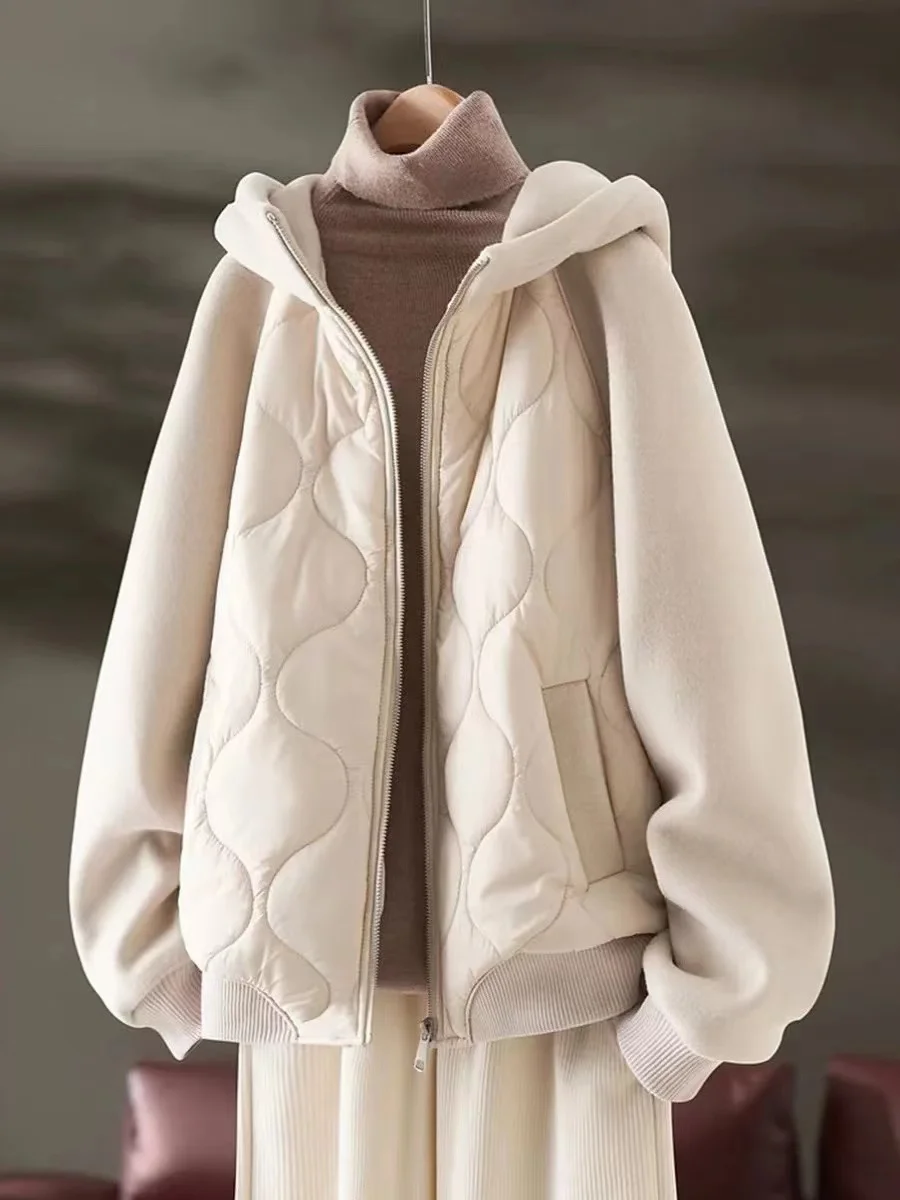 

Faionable Thiened толстовка с капюшоном, хлопковая куртка, женская зимняя новая повседневная антивозрастная хлопковая вставка, верхняя одежда