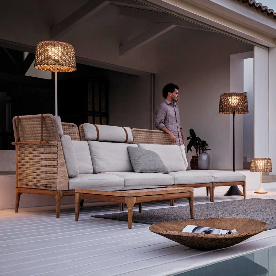 ZQDZ Nordic Outdoor Sofa Courtyard Villa Terrace Leisure Waterproof Sunscreen Cafe Hotel Homestay Furniture