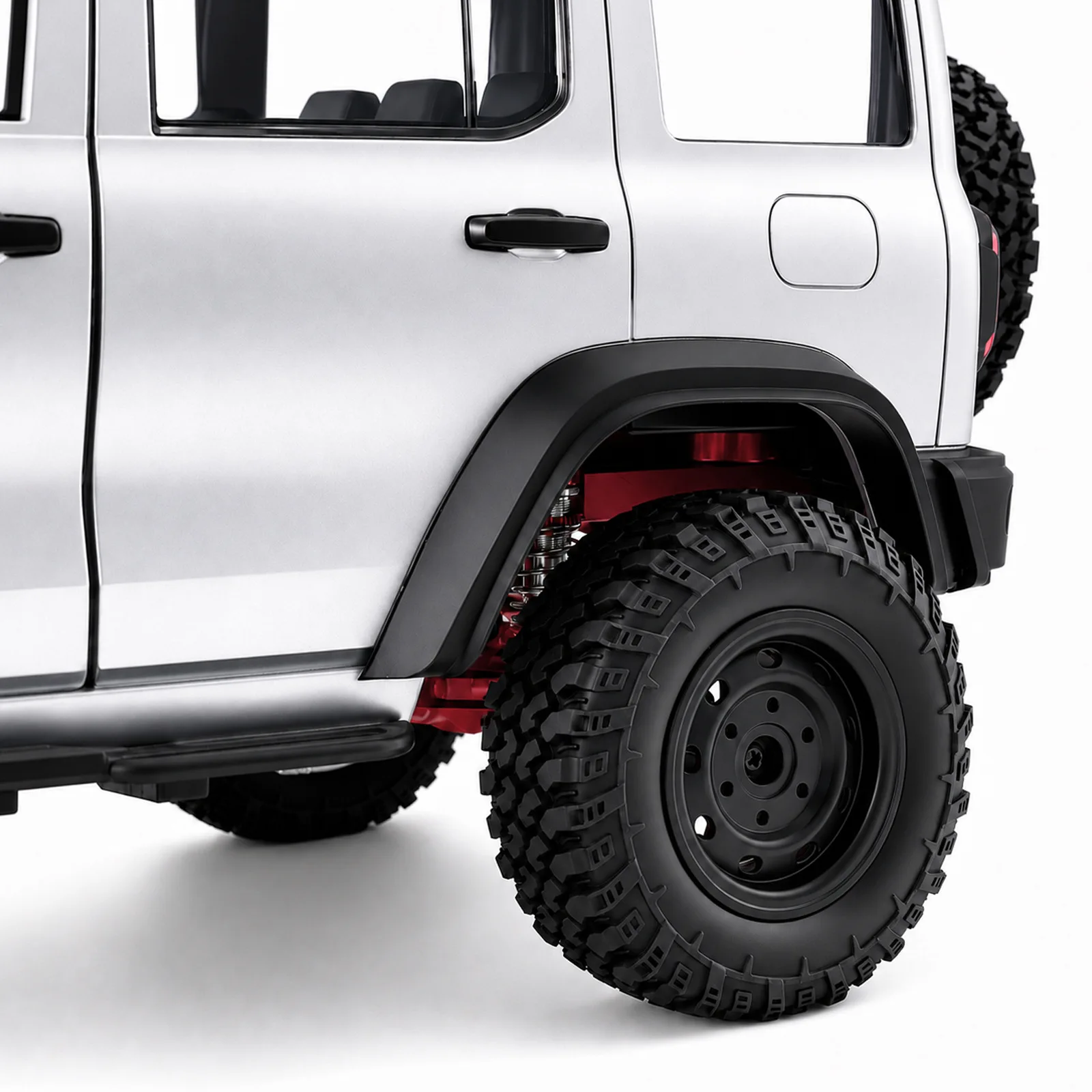 5mm Axle Metal Wheel Upgrade Parts & Bright Silver Soft Tire Clamp Rim Fit MN MN99S MN98 MN300 MN72 MN82 MN168 RC Crawler Truck,