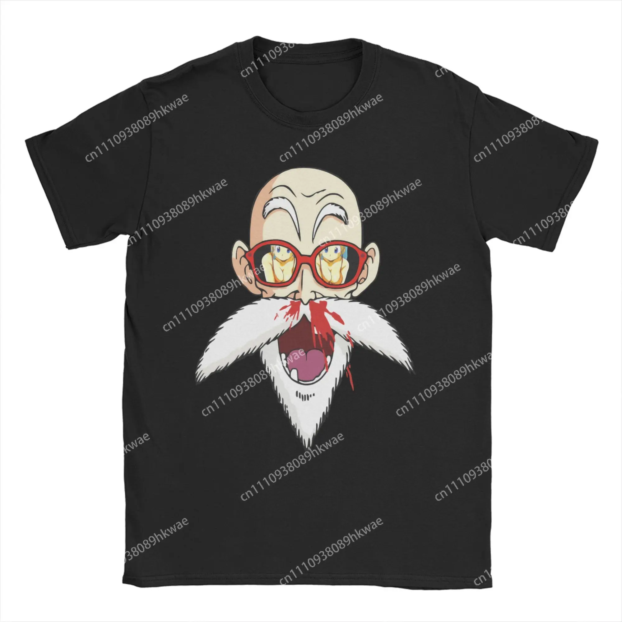 Men T-Shirts Hentai Perverted Master Roshi Bleeding Dragon Ball Cotton Tees Kame Sennin Jackie Chun T Shirts O Neck Clothing