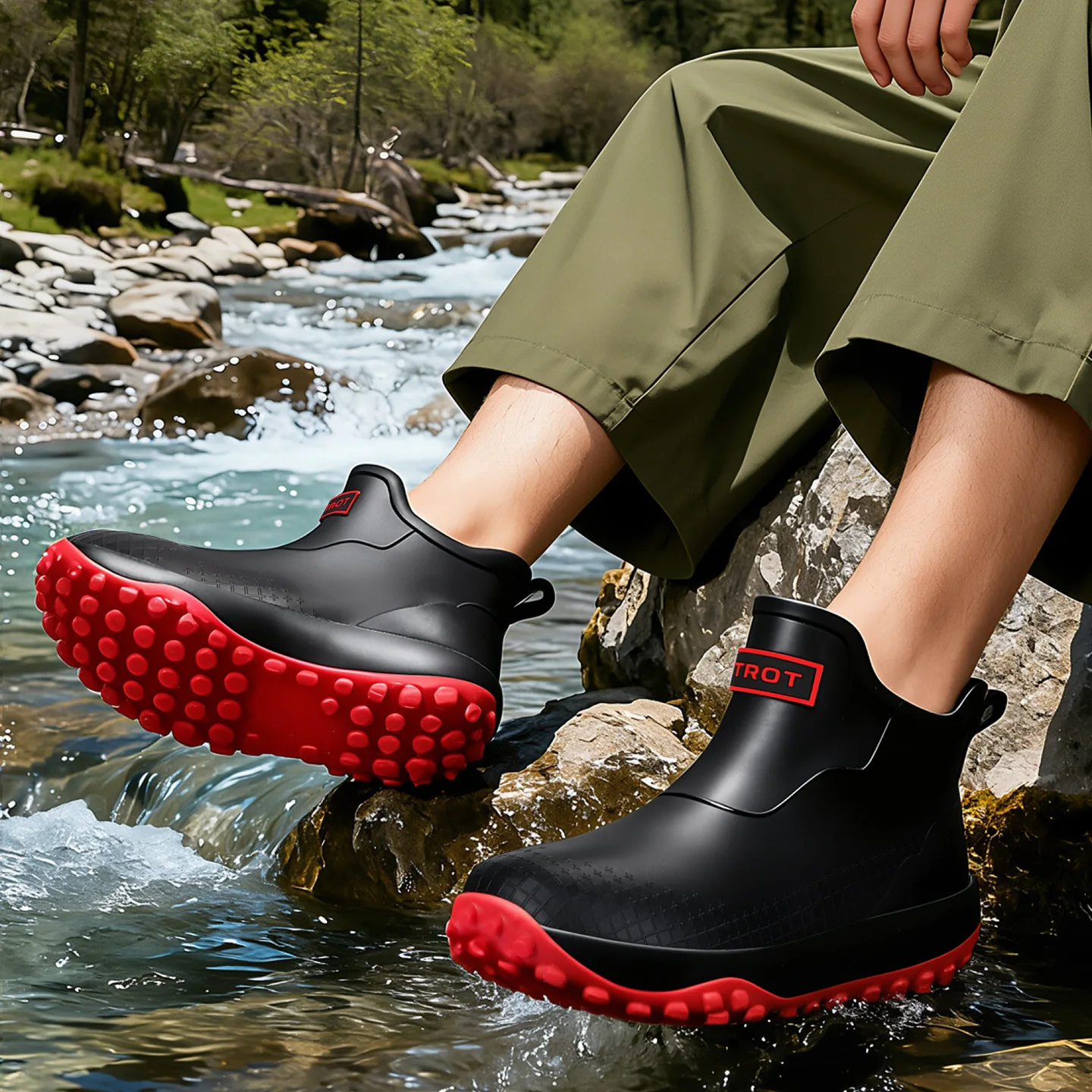 

Men's Quality Rain Boots Fashionable Short-tube Waterproof Fishing Boots Men's Non-slip Thick-soled Wear-resistant Rubber Shoes