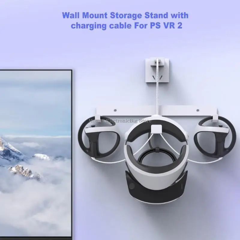 Headset Wall Mount for PS VR2 Headset Storage Rack Controller Display Holder