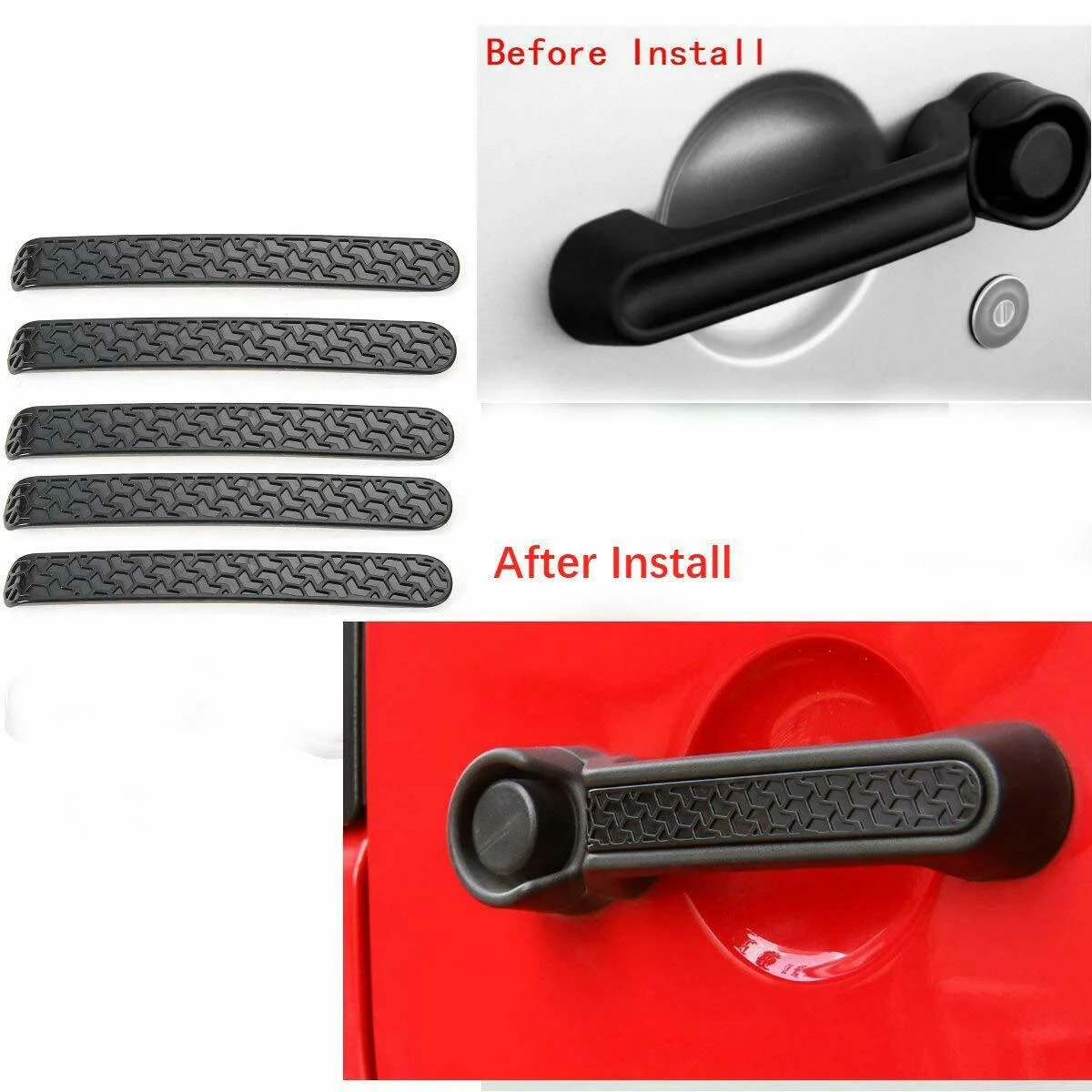 Car Door Grab Handle Inserts Cover Decoration Trim Kit for JK 2007-2017, 4-Doors