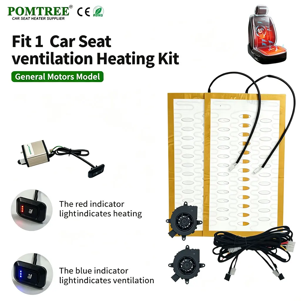 DC 12V Driver's seat built-in car seat ventilation heating kit 1 seat alloy wire quick heating 3-level switch winter and summer