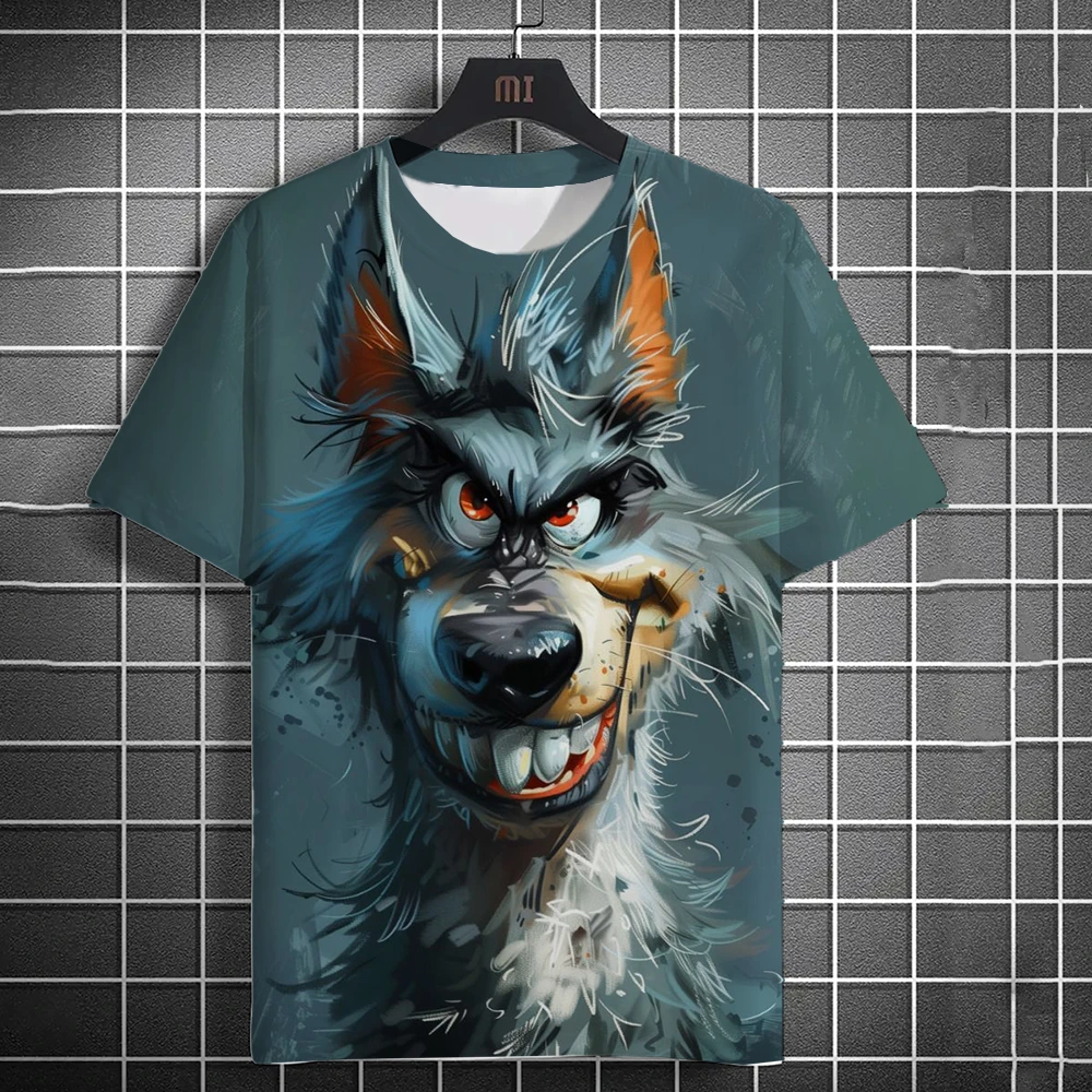 

Summer Men's T Shirt Dogs Print Casual Short Sleeve 3d T Shirts Fashion Streetwear Funny O Neck Pullover Oversized Male Clothing