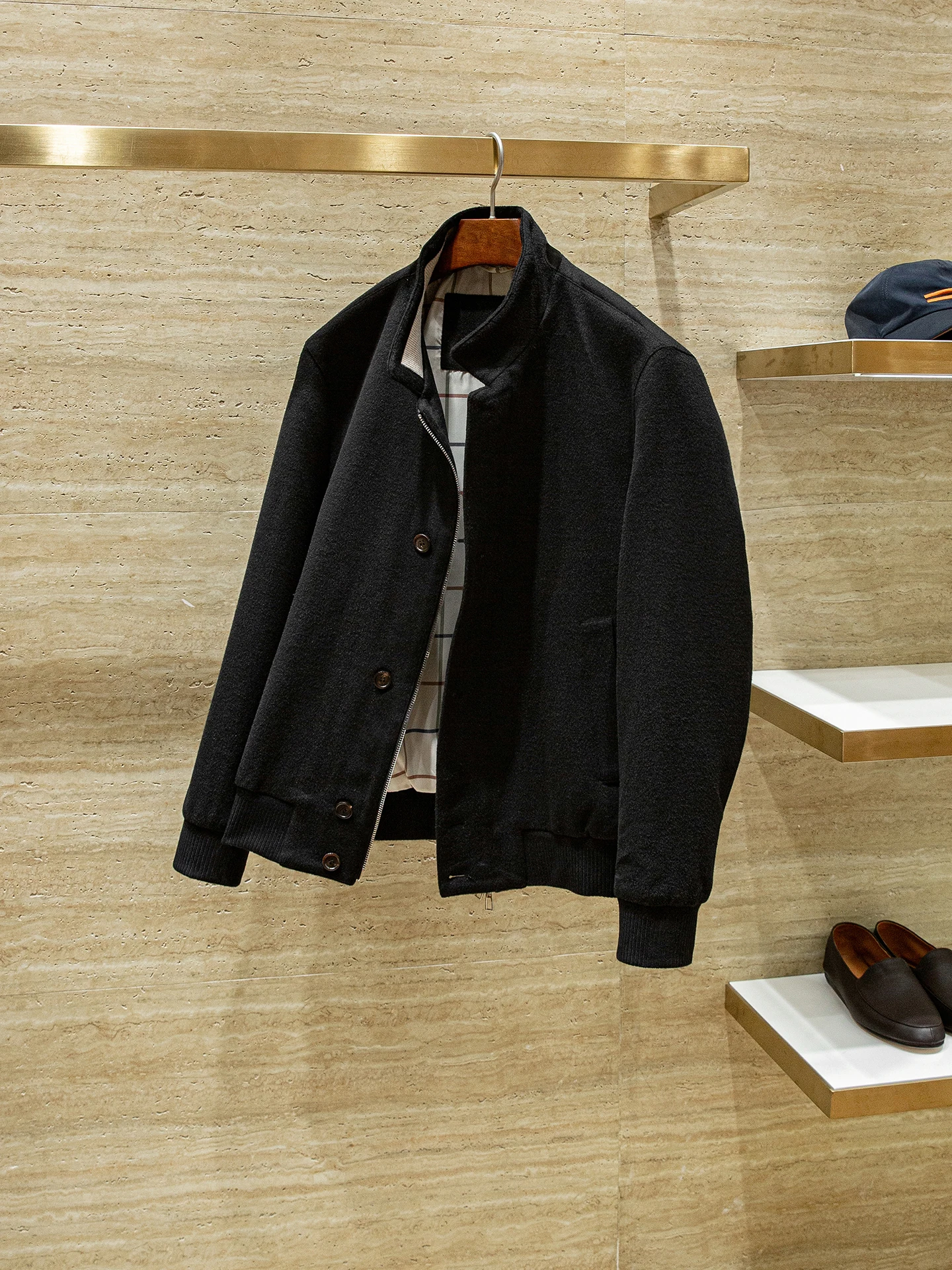 

100% wool old money style autumn and winter men's casual bomber jacket