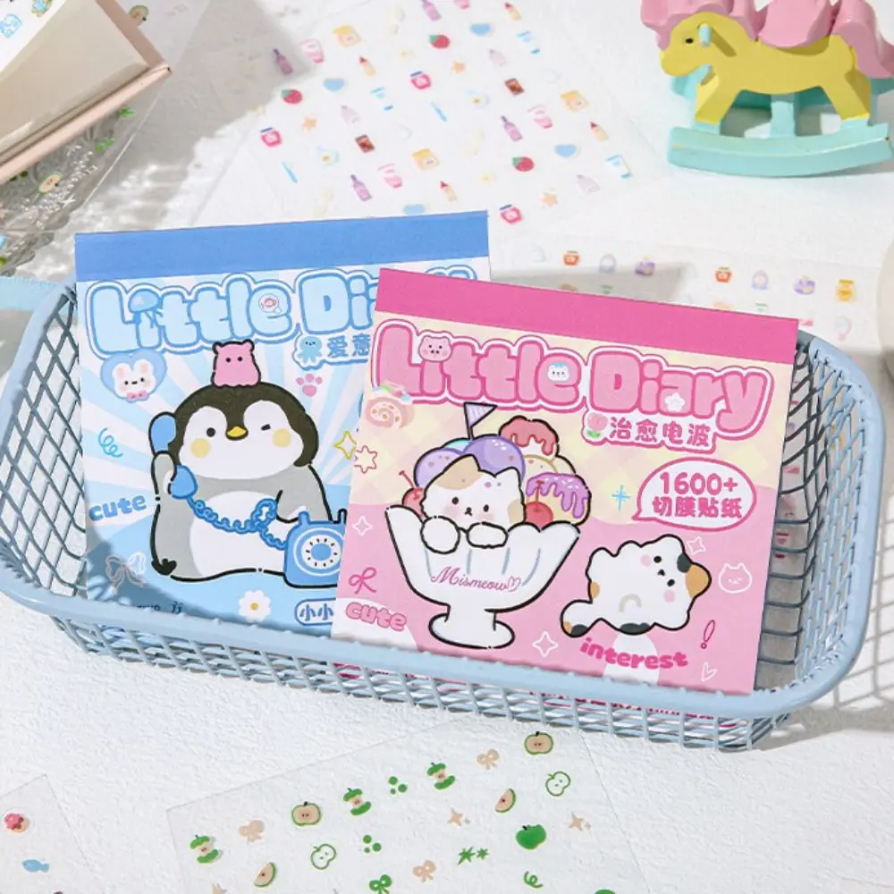 Niedliches 24-Blatt-Aufkleberbuch zum Selbermachen, kleine Tagebuch-Serie, Tagebuch-Aufkleber, Cartoon-Geschenk, Scrapbook-Aufkleber, Schreibwaren