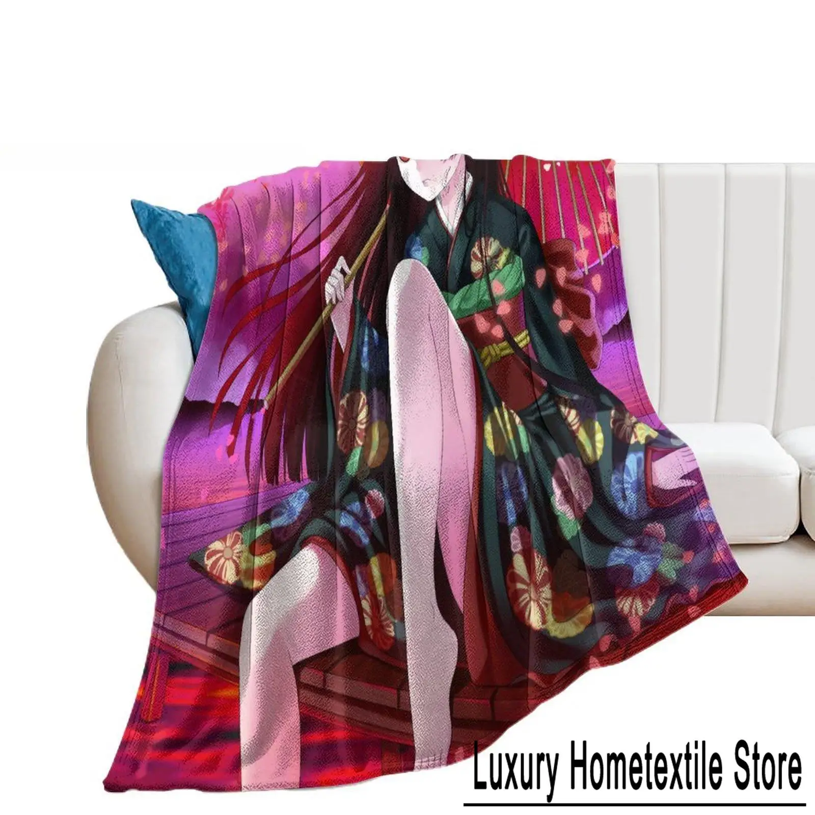 Custom Jigoku Shoujo Flannel Blanket Personalized Photo Gift DIY Home Leisure Sofa Blanket Outdoor Portable Blanket Warm Bedding