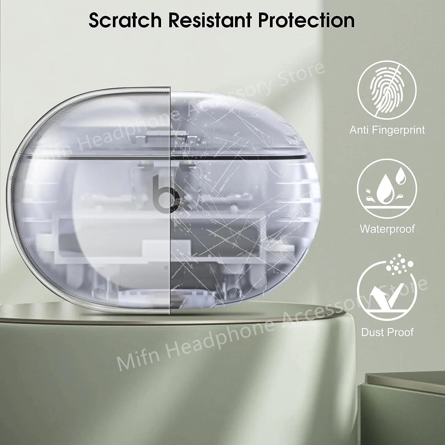 شفاف كريستال حافظة تي بي يو للنساء ، لينة سيليكون الغطاء الواقي مع سلسلة المفاتيح ، يدق استوديو براعم الحال ، براعم زائد