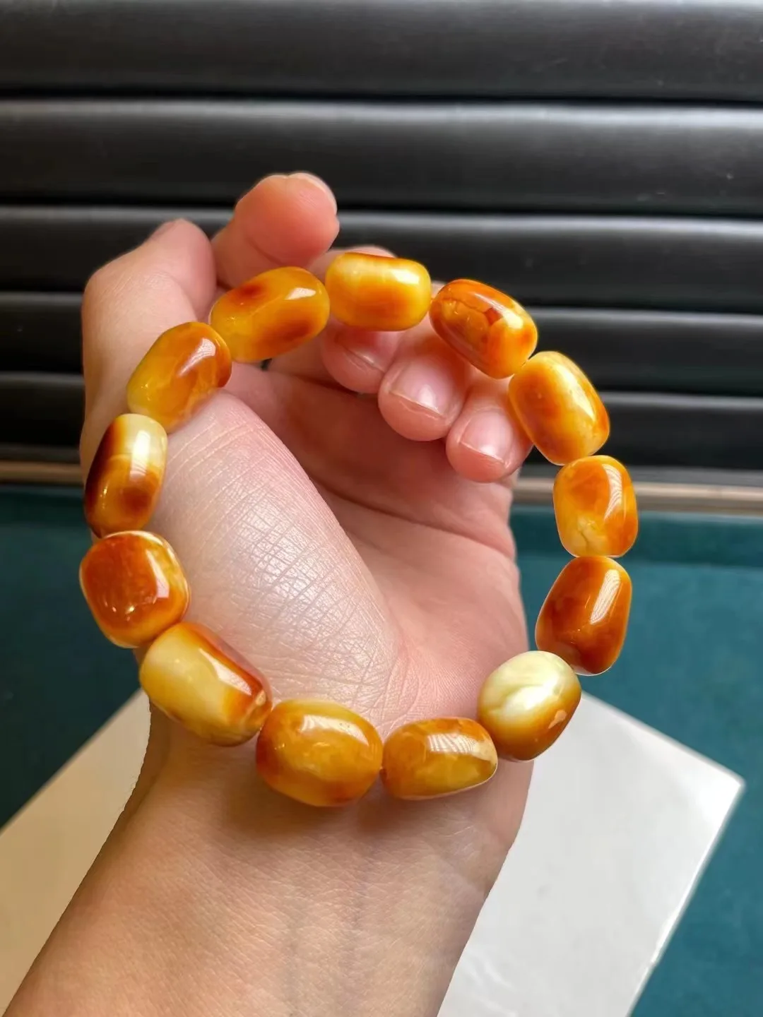 

New arrival natural stone yellow beeswax amber 14.7g bracelet smooth round beads loose fine jewelry making diy bracelets