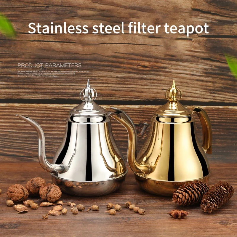 1.2/1.8L Teapot with Tea Filter 304 Stainless Steel Coffee Tea Pot Water Kettle Induction Cooker Stove Universal Kitchen Tool