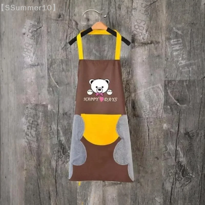 【SSummer10】【xxx】Waterproof Oil-Proof Kitchen Apron With Hand Towel, Stylish Couple Design Home Cooking Baking【SS】