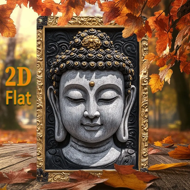 Exquisite Black and Golden Buddha Wall Art, Aluminum Metal Sign with Intricate Carving, Wall Art Home Decor, 2D Flat
