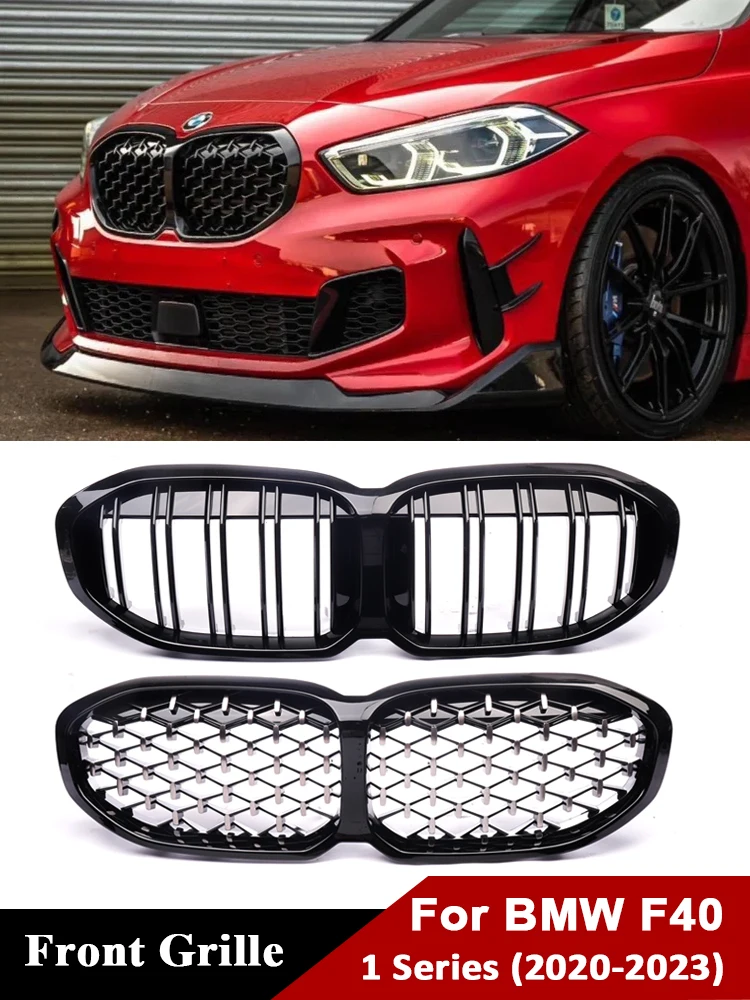 

For BMW 1 Series F40 2019-2023 Front Bumper Kidney Diamond Chrome Grills Facelift Racing Grille Cover XDrive 116i 118i 120i