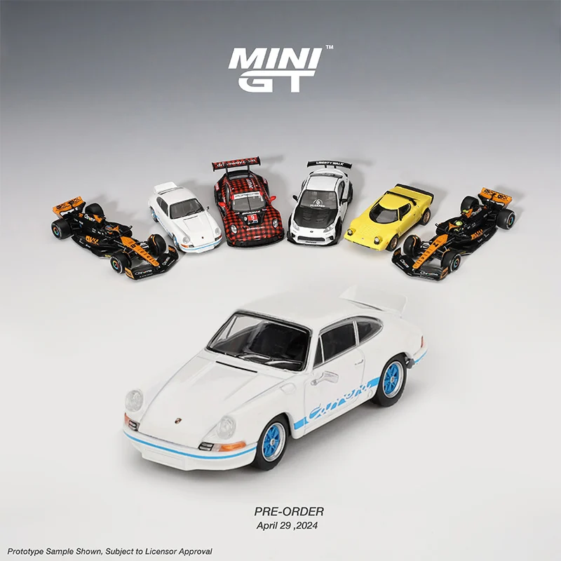 MINI GT 1:64 Porsche 911 Carrera RS 2.7 Grand Prix 715 alloy roller miniature model, adult decoration, boy toy, children's gift