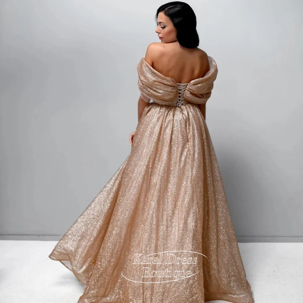 Dubaï personnalisé Champagne paillettes une épaule robes de soirée sans bretelles dos nu robes de soirée parole longueur robe de bal 2025