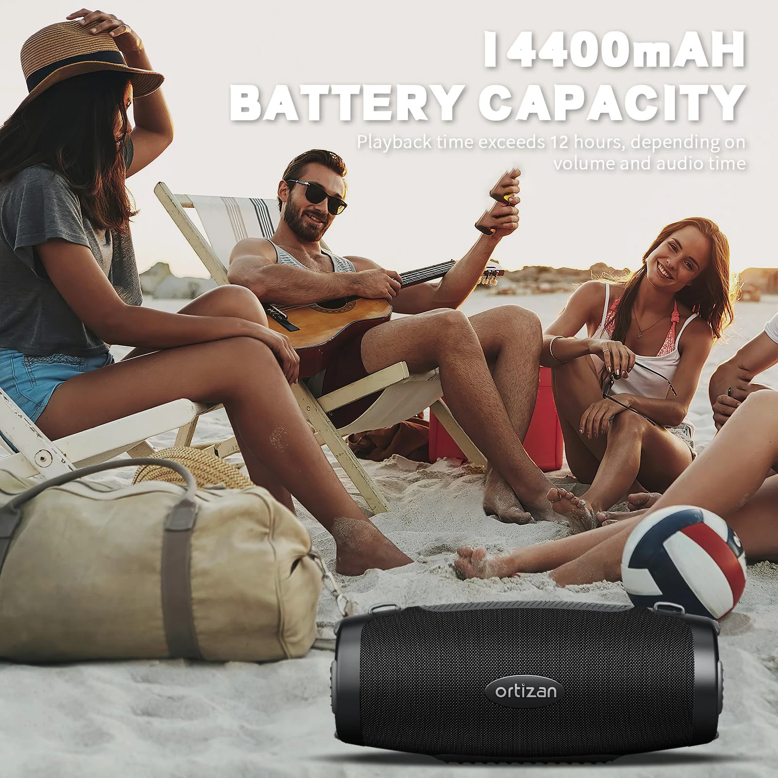 Ortizan M8 80W Wireless Speaker Powerful Sound and Deep Bass IPX7 Waterproof Deep Bass, RGB Lights