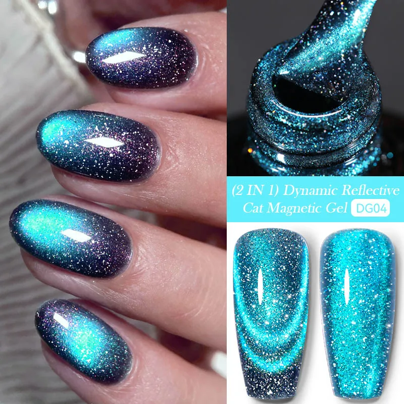 LILYCUTE Dynamische Reflecterende Kat Magnetische Gel Nagellak Losweken Glitter Gel Polish Kat Magnetische Nagel Gel Vernis Base Top Coat