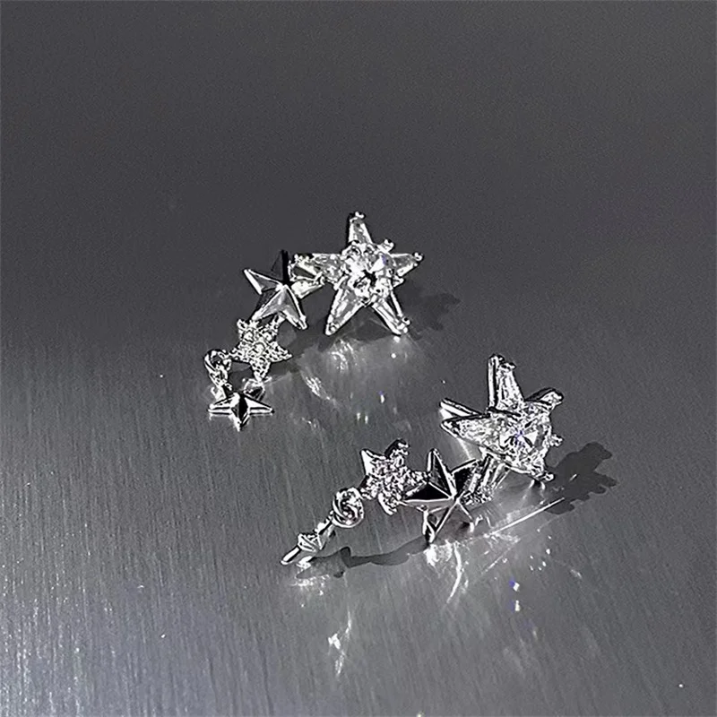 Cool Style Earrings Exquisite Workmanship A Pair Niche Earrings Fashion Accessories Premium Earrings Niche High-end Alloy Star