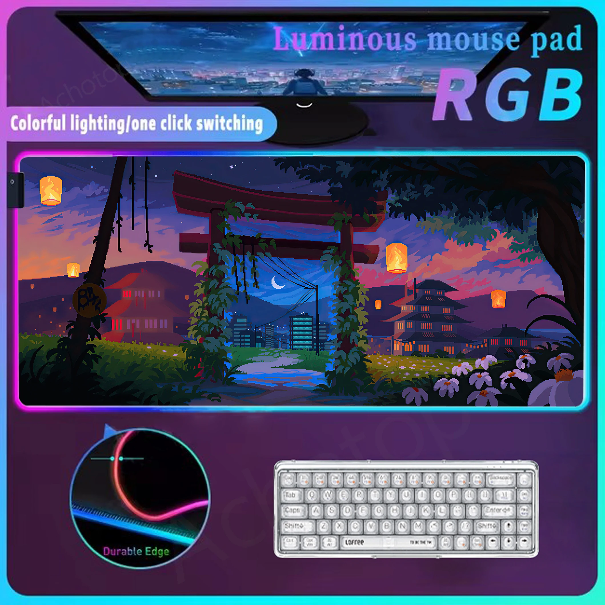 

Neon City Rgb Mouse Pad Luminous Mousepad Glow Personality Mat Gaming Accessories Table Carpet Pixel Japan Street Led Mouse Mat