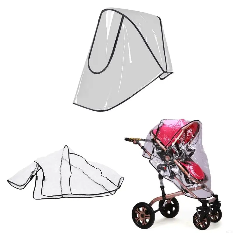 57EE Stroller Cover Transparent Stroller Rain Cover Universal Baby Travel Weather Shield Protects from Snow Wind Dust and Sun