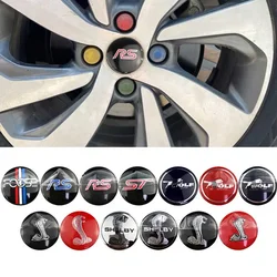 56mm 4PCS Car Wheel Center Hub Cap Sticker Emblem Decal for Foose RS ST Wolf Shelby Focus Everest Kuga Ranger Explorer Fiesta