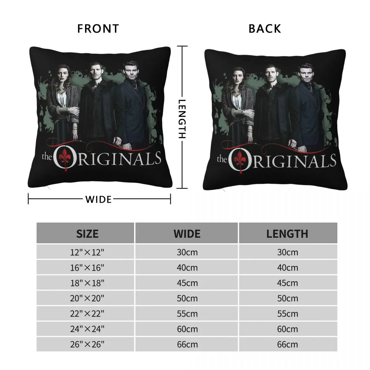 The Originals Klaus Hayley Elijah Square Pillowcase Polyester Linen Velvet Printed Zip Decorative Car Cushion Cover