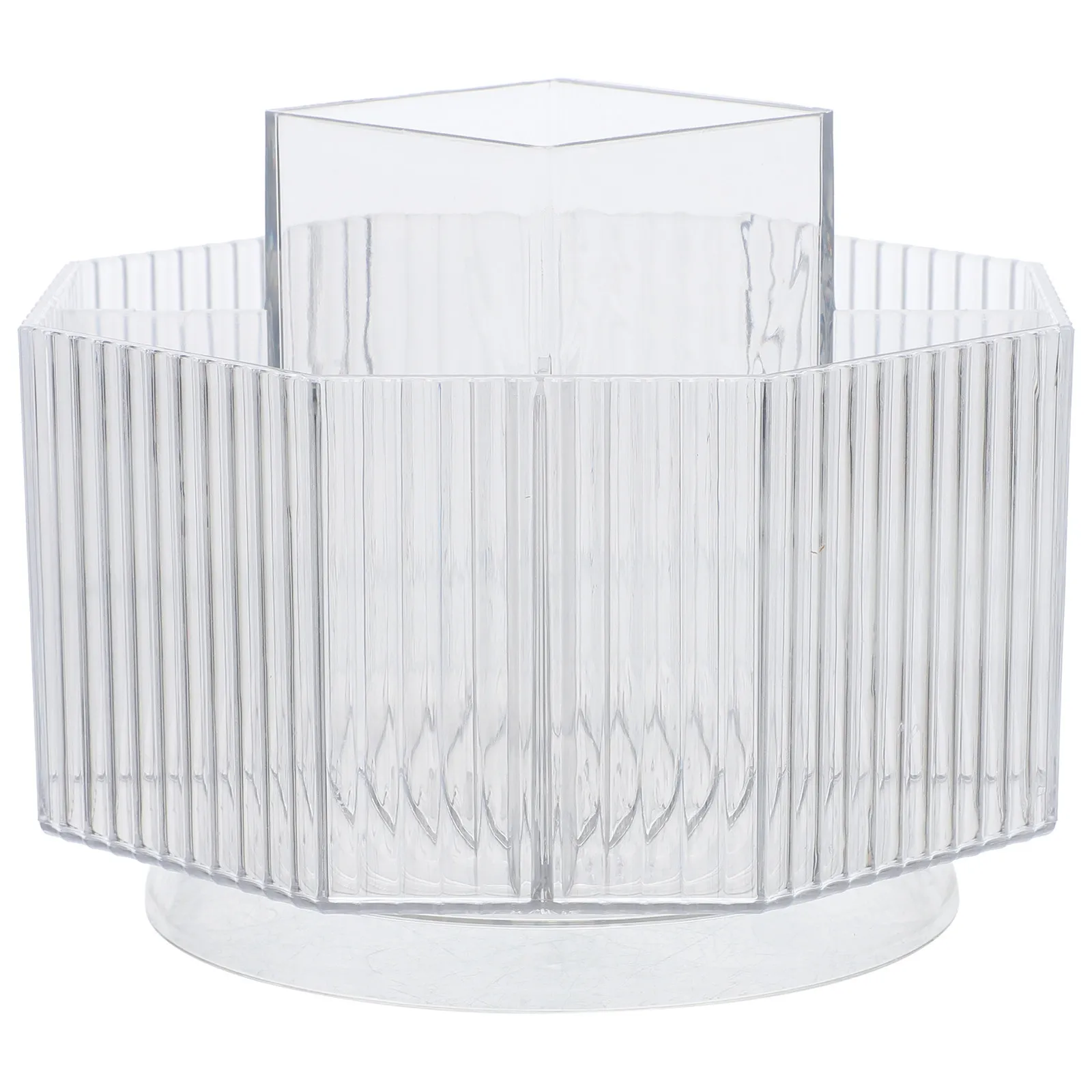 Makeup Brush Organizer Rotating Vanity Holder with Compartments for Desktop Bedroom and Living Room