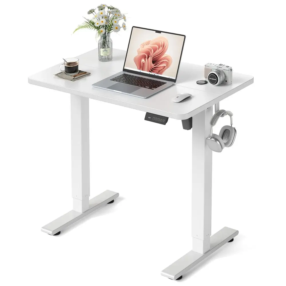 

Small Computer Desk, Home Office Desk with Power Outlet, Writing Desk with 2 Shelves, Modern Small Desk for Home Office, Study,