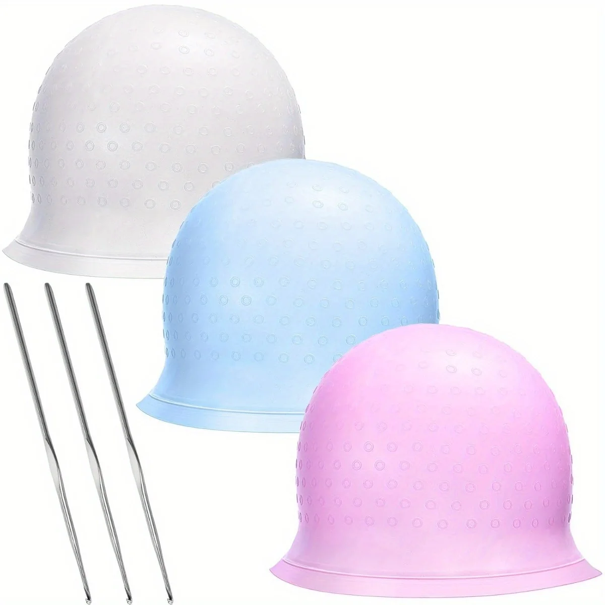 Reusable Silicone Highlight Cap for Hair Coloring with 1 Needle Hairdressing Highlighting Cap for Men Women Salon Use