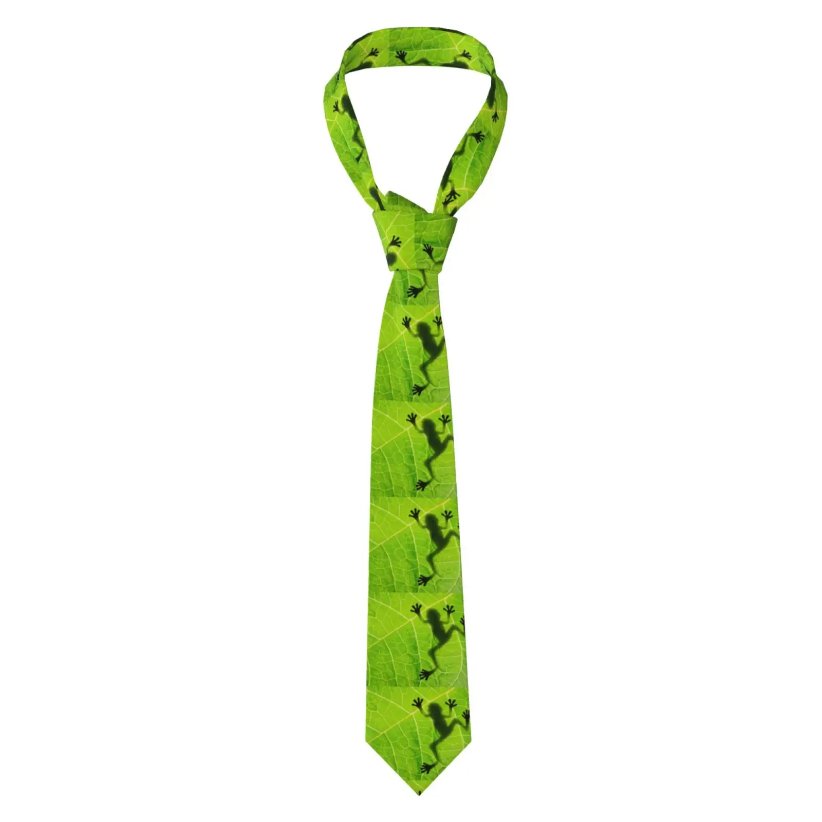 Green Frog Print Mens Necktie Cute Amphibian Animal Pattern Neck Tie For Wedding Party Daily Formal Wear