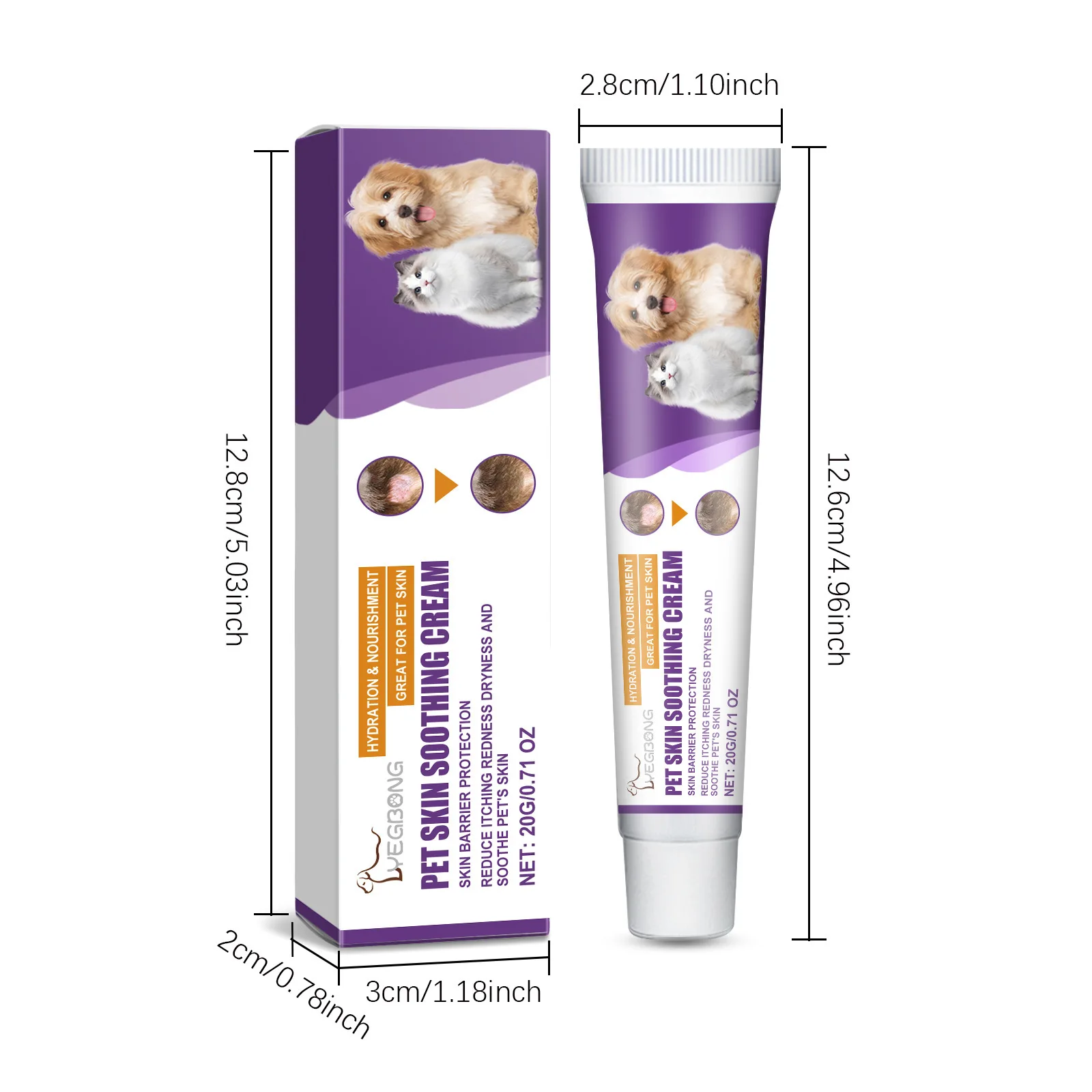EELJOY Haustier-Hautpflegecreme für Hunde und Katzen, trockene, juckende Haut, lindert beruhigenden Balsam, Anti-Juckreiz-Lotion, Allergie-Behandlung, Pfotenreparatur – Detail 1