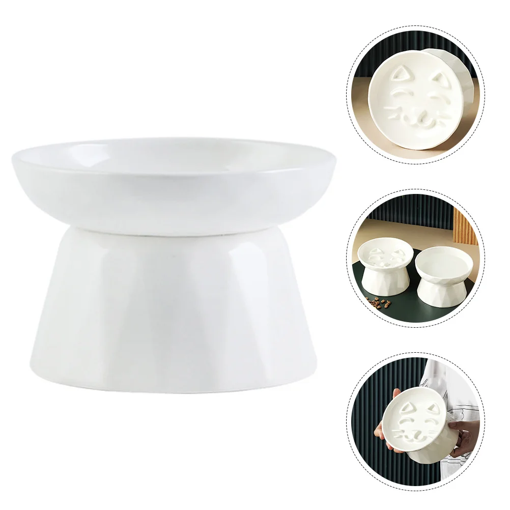 

Elevated Cat Bowl Ceramic Raised Pet Food Bowl for Spine Protection Kitten Feeding Accessory Reusable Cat Dishes Water Food