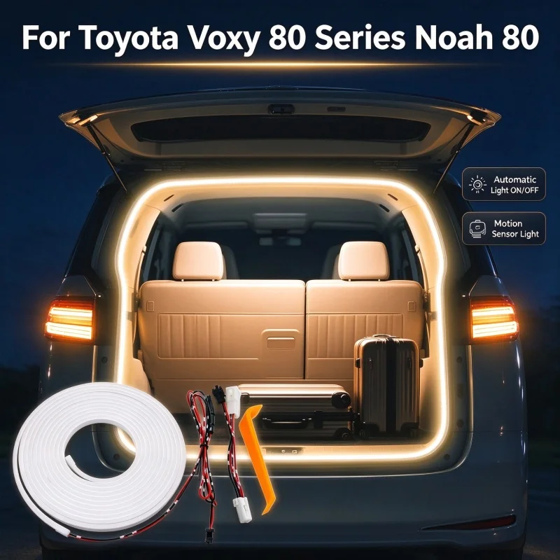 For Toyota Voxy 80 Series Noah 80 Trunk Ambient Light LED Rear Trunk Light Bar Warm White Boot Atmosphere Lamp Car Modification