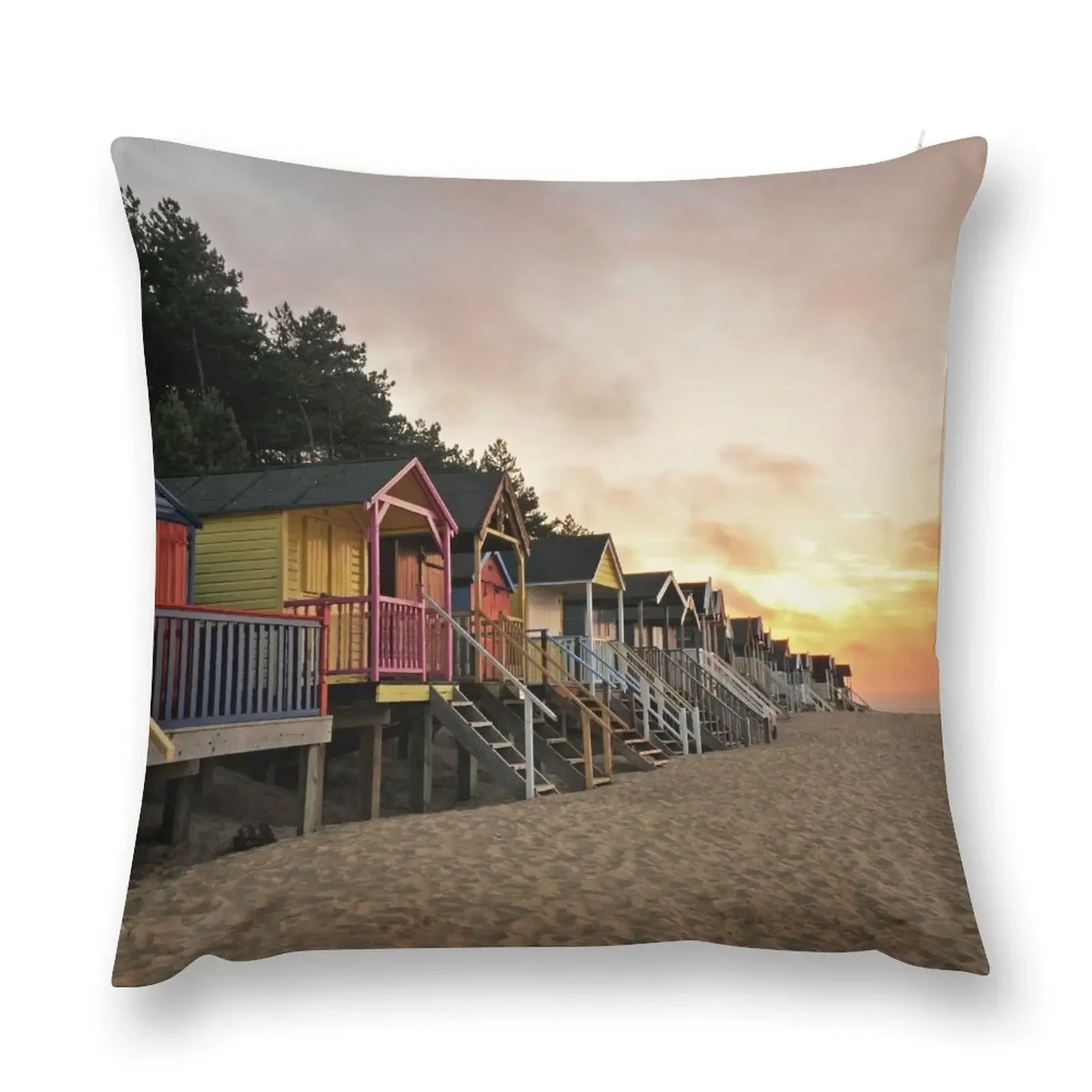 

Wells Beach huts Throw Pillow Sitting Cushion pillowcases for sofa cushions pillow